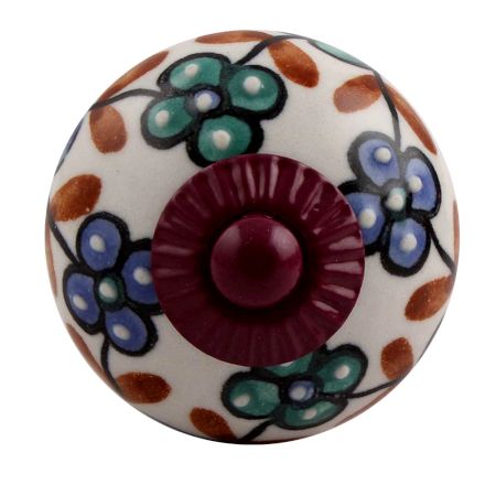 Sea Green Slate Blue Tiny Purple Fitting Ceramic Knob